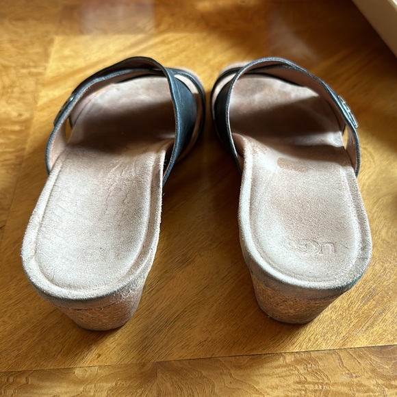 UGG wedge sandal, size 10, black leather. - Picture 2 of 4